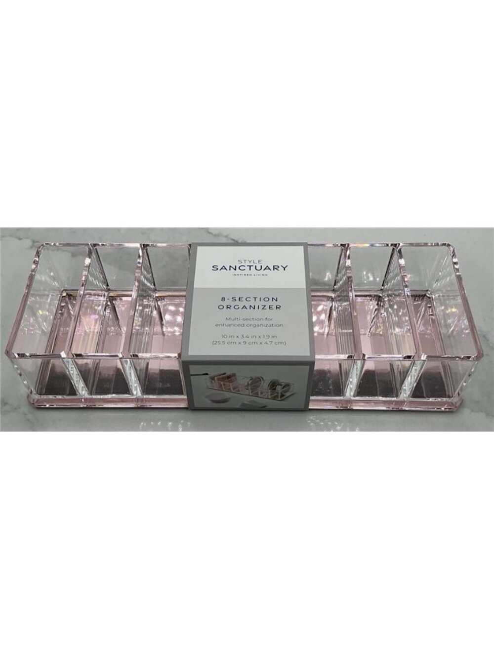8-Section Acrylic Organizer for Bathroom, Vanity, and Makeup Storage Rose New